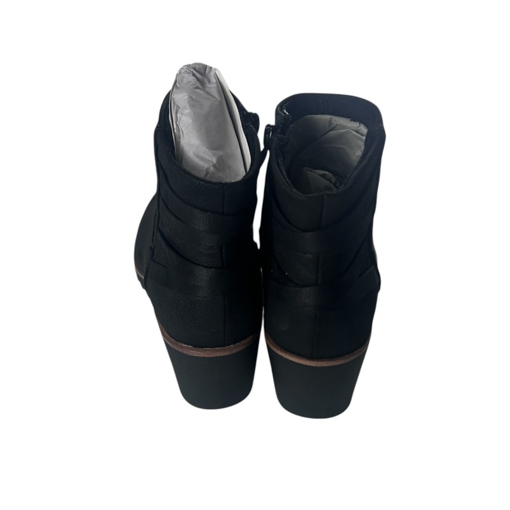 LifeStride Velocity 2.0 Black Wedge Ankle Boots Zipper Strappy Heel Size 6 - Picture 2 of 10